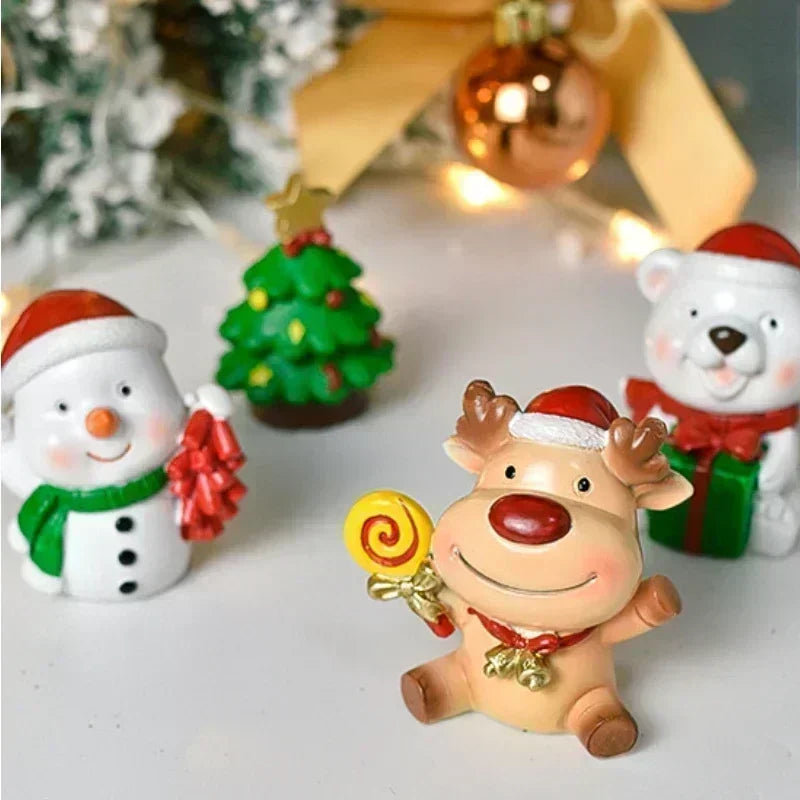 Christmas Decor 2024 Penguin Dog Bear Elephant Reindeer Santa Claus Snowman Tree Figurines Resin Crafts Kids New Year Xmas Gift