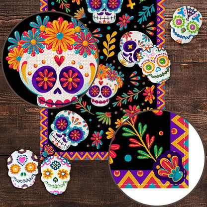 Mexican Sugar Skull Dia De Los Muertos Linen Table Runners Dresser Scarf Mexico Day of The Dead Table Runner Kitchen Party Decor