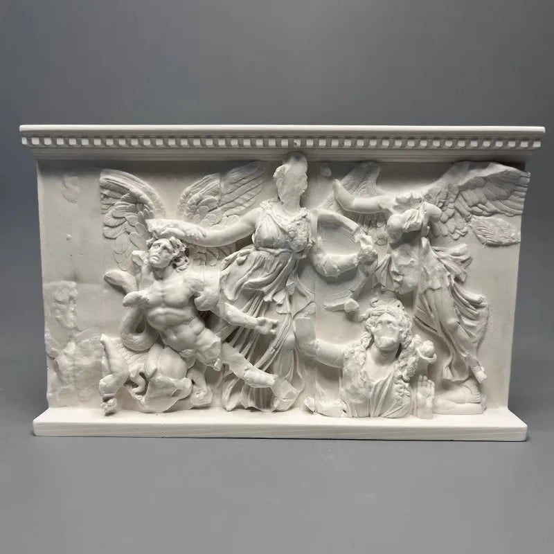 Ancient Greek Angels and Giants Relief Gypsum Sculpture Art Desktop Home Decoration Luxury Aesthetic Art Figurine Room Decor