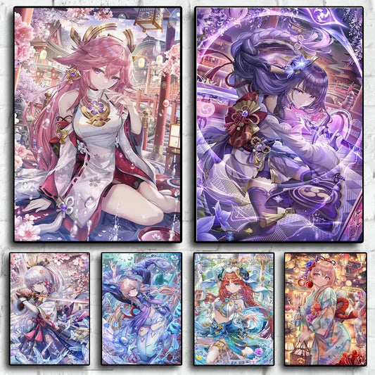 Popular Genshin Impact Game Characters Posters Canvas Painting And Print Wall Aesthetic Art Pictures for Living Room Home Decor