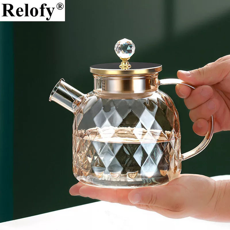 Haushalt 1/1,8 L Große Kapazität Diamant Typ Glas Wasserkocher Familie Kreative Kaltes Wasser Saft Milch Kaffee Teekanne drink