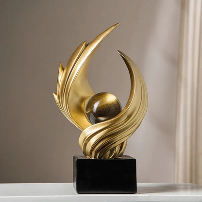 Modern Gold Statue Living Room Decor, Resin Shelf Decor Accents, Abstract Art Sculptures Decorations for Bookshelf Dining Room