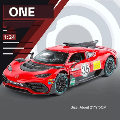 1:24 Scale Alloy GLS63 ONE Diecast Model Toy Cars With Music Light Vehicles Models Rubber Tires Car Toys for Boys Festival Gifts