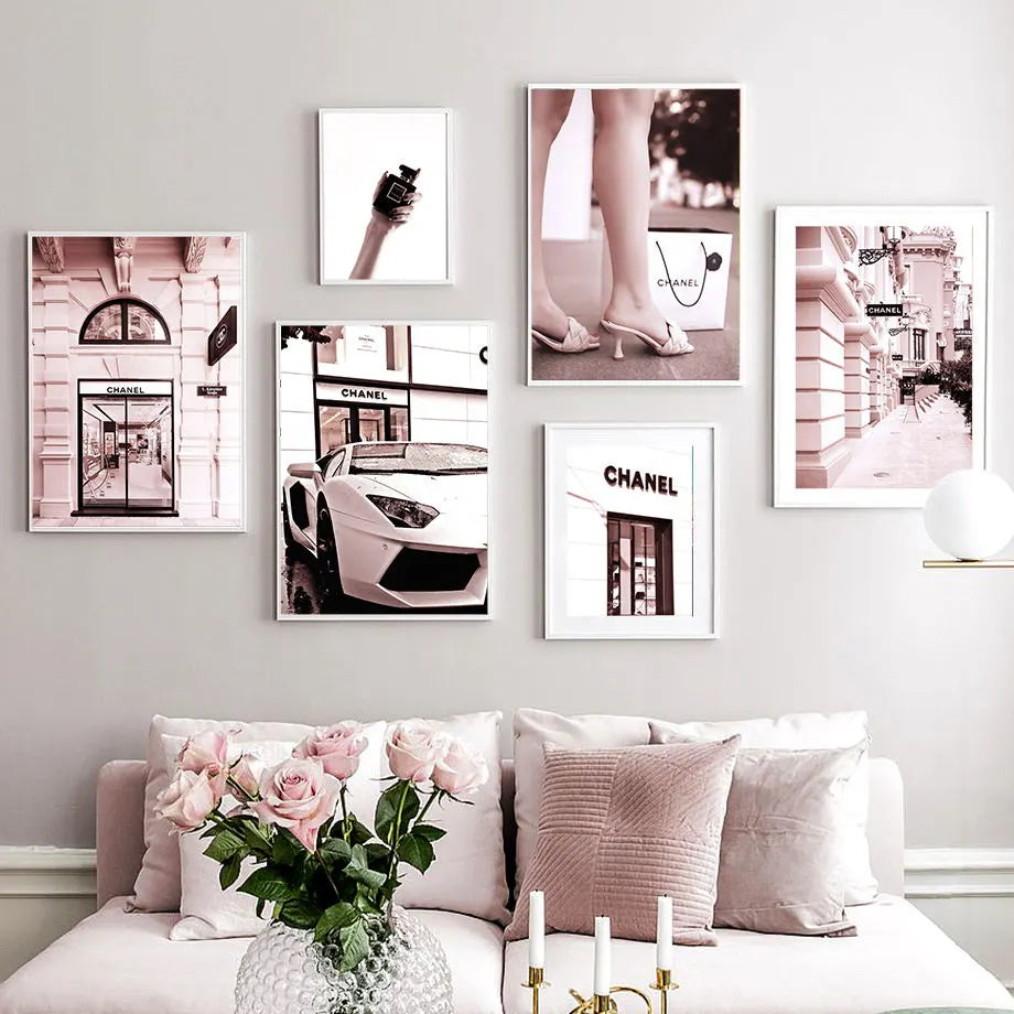 French Luxury Store Fashion Nordic Poster Perfume Sexy Girl Street View Wall Art Canvas Painting Wall Pictures Living Room Decor