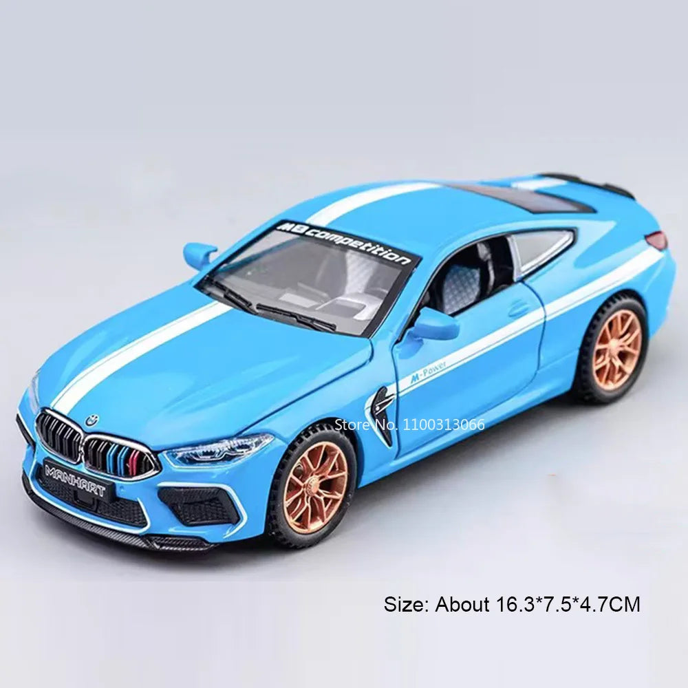 1:32 Alloy M8 Model Toys Cars with Light Sound Rubber Tires Miniature Vehicles Doors Opened Police Car Kids Children's Day Gifts