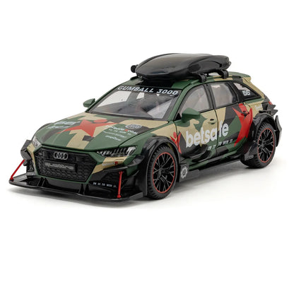 1/24 Alloy RS6 Modified Version Car Model Simulation Diecast Toy Vehicle with Light Sound Pull Back Sports Car for Children Gift
