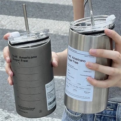 Kaffeetasse Thermoskanne 304 Edelstahl Doppelschichtkühler Strohbecher Tragbare wiederverwendbare Ins Eis Amerikanische Kaffeetasse Wasserflasche