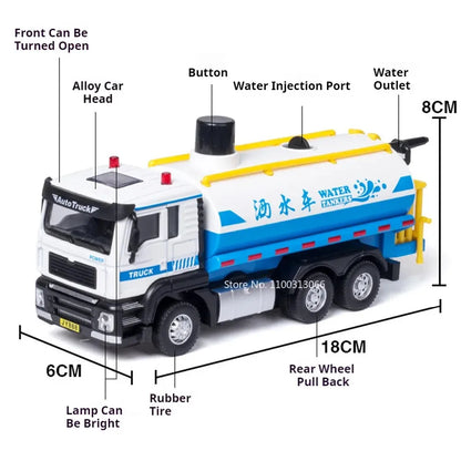 1:50 Sweeper Alloy Cars Toys Diecast Model Doors Opened Garbage Sanitation Truck Light Music Miniature Vehicle Child Adult Gifts