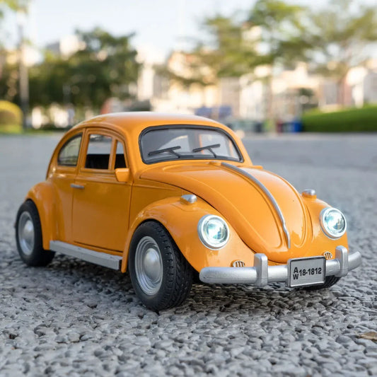 1:18 Scale Beetle 1955 Models Cars Alloy Diecast Toys Light Music Car Rubber Tires Pull Back Vehicles for Kids Collection Gifts