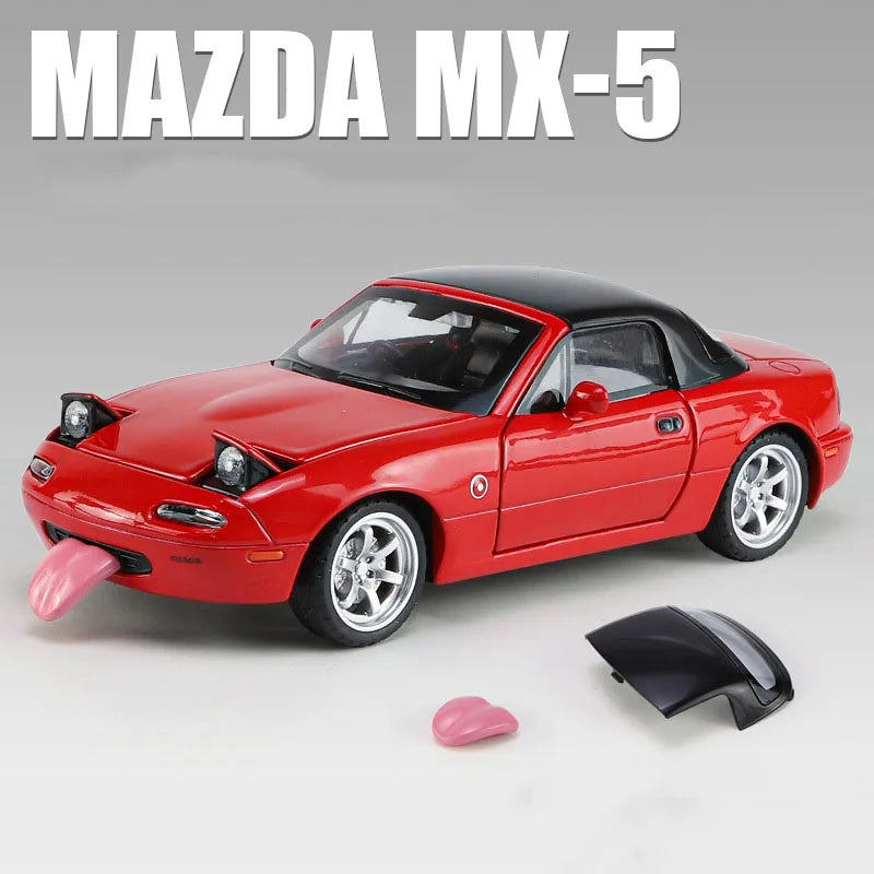 1/32 Scale MX5 Alloy Model High Simulation with Tongue Sport Car Wheels Can Be Turned Diecast Vehicle Toy for Adult Gifts