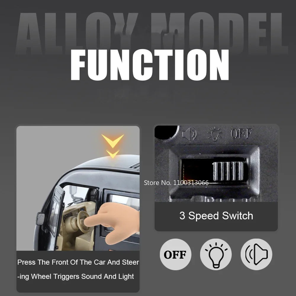 1:24 Coaster FJ LAND CRUISER Models Toys Cars Light Music Pull Back Vehicle Rubber Tires Miniature Car for Kids Collection Gifts