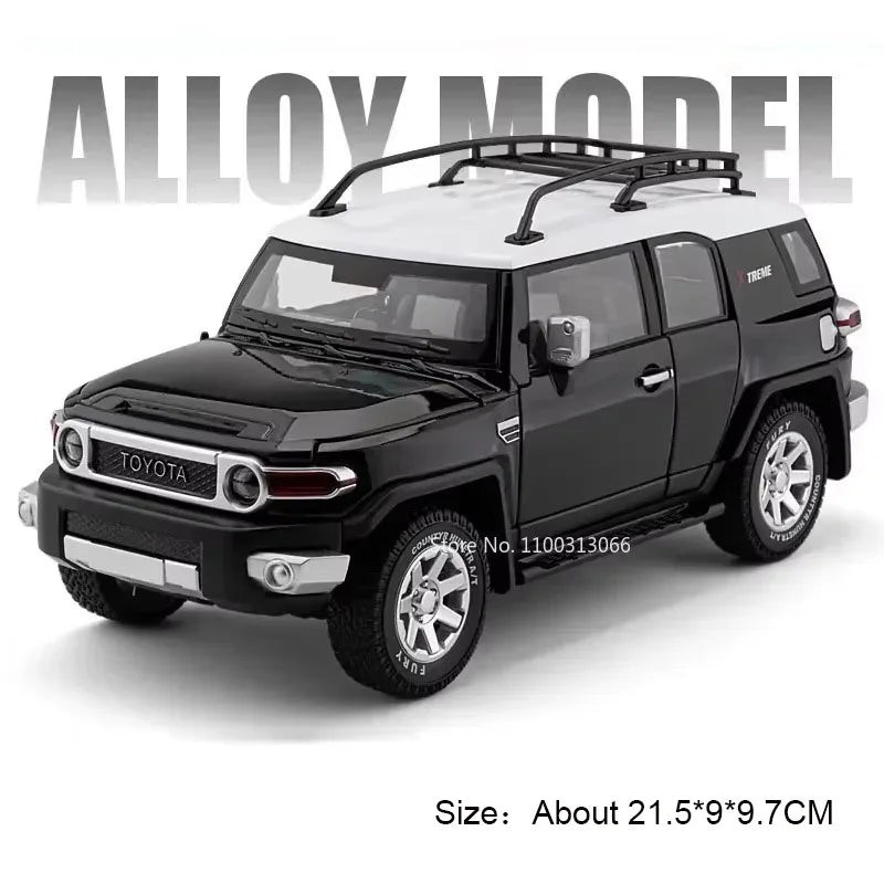 1:24 Coaster FJ LAND CRUISER Models Toys Cars Light Music Pull Back Vehicle Rubber Tires Miniature Car for Kids Collection Gifts