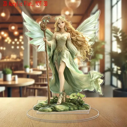 Vibrant Green Butterfly Fairy 2D Flat Acrylic Table Decoration ,Home,studio,Cafe,room, Ornament Desktop Gift Kit Sign
