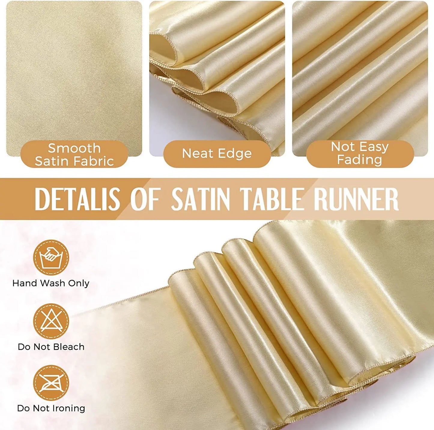 Disposable plastic tablecloth rose gold 6 seat  table cover 108 inches satin table runner for Wedding Party