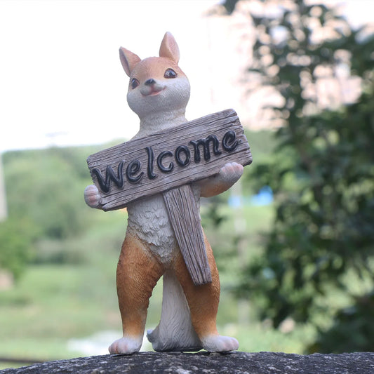 Charming Squirrel Welcome Sign - Rustic Resin Outdoor Decor, Perfect for Thanksgiving & Garden Accents