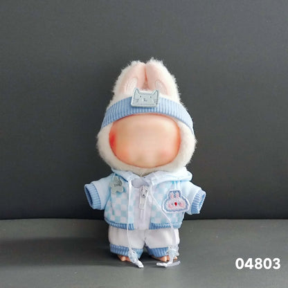 15-17cm Lafufu Doll Clothes - Monster Outfit Accessories, DIY Costume Set, Kids Gift, Pink Bunny Jumpsuit for V1 V2 V3 Dolls