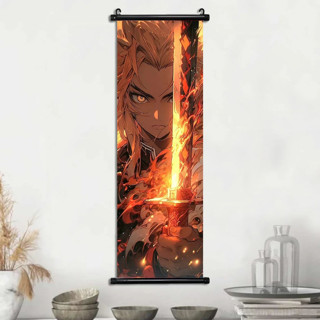 Demon Slayer Hashira Nezuko Agatsuma Zenitsu Inosuke Scroll Canvas Wall Hanging Painting Home Decor Anime Poster Wall Art Room