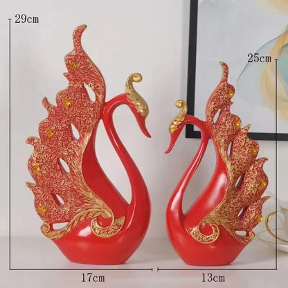 Creative European Couple Swan Home Decor Living Room Entrance TV Cabinet Wine Cabinet Resin Crafts Decoration Gift