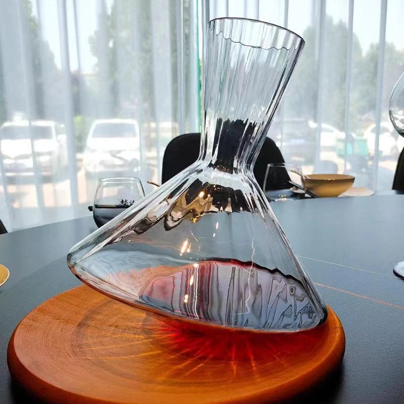 High Grade Crystal Glass Decanter Gift 360 Rotating Tumbler 1500ml Wine Separator Champagne Whisky Wine Bottle For Family Bar