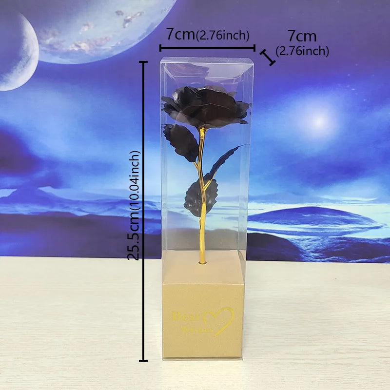Galaxy Rose Eternal 24K Gold Flower Foil Plastic Artificial Roses Forever Love Wedding Decor Lover Roses Creative Gift Decor