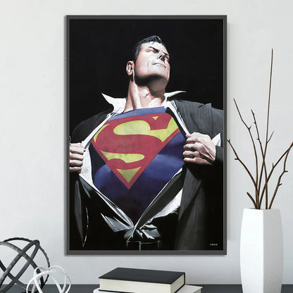 DC Heroes Ross Edition Superman Self-adhesive Poster Movie Wallpaper Figures Home Decoration Painting Wall Art Bedroom Cartoons