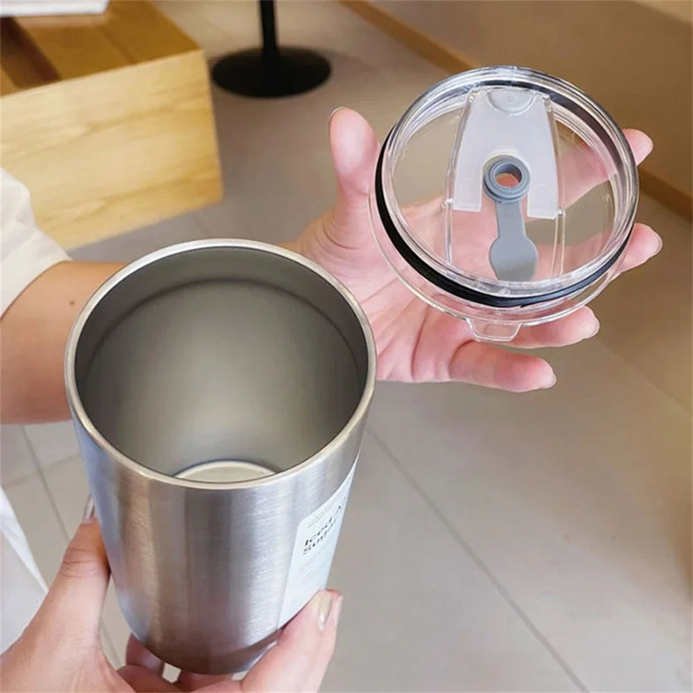 Kaffeetasse Thermoskanne 304 Edelstahl Doppelschichtkühler Strohbecher Tragbare wiederverwendbare Ins Eis Amerikanische Kaffeetasse Wasserflasche