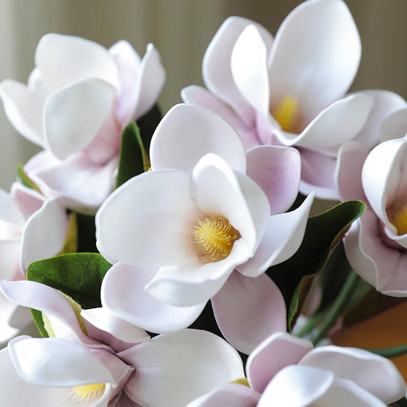 33CM New Chinese Style Artificial 3-Branch Bundle Magnolia Flower Home Decoration Living Room Dining Table Decoration