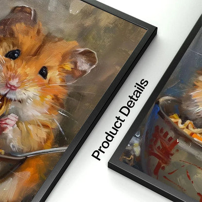 Lamian Noodles Animal Raccoon Hamster Bear Poster Canvas Printing Vintage Animals Kitchen Art Decor Home Dining Room Decoration