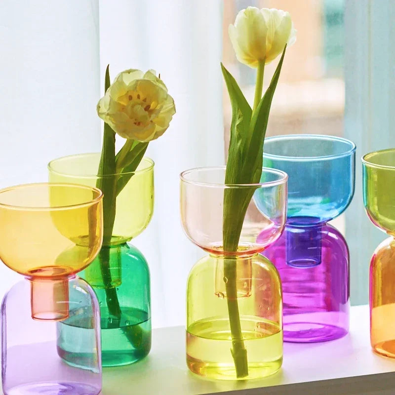 2-teiliges Set Mini-Vasen, Terrarium, Hydrokultur-Blumentopf, Glasvase, Hochzeit, Blumen, Kerzenhalter, Dekor, Avocado-Glas, wachsende Knospenvase