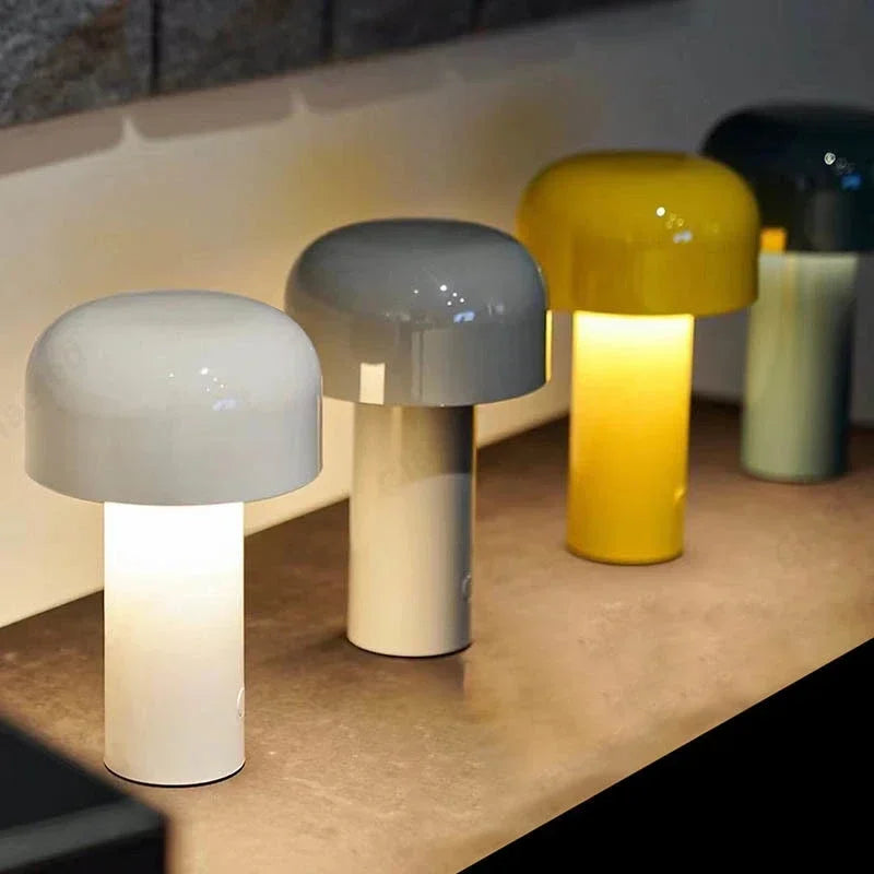 Italian Designer Portable Mushroom Table Lamps Nordic Creative Night Light Cordless Touch Rechargeable USB Bedside Night Lamps