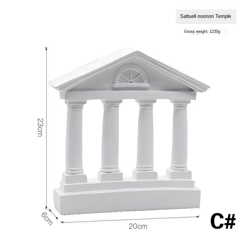 Architecture Model Roman Column Greek Temple Building  Home Decoration European Decorative Plaster Pillar Resin Sculpture