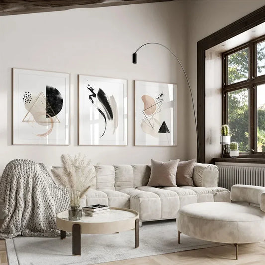 Light Colours Neutral Abstract Art Canvas Painting Modern Nordic Fashion Minimalist Poster Bedroom Gallery Frameless Wall Art