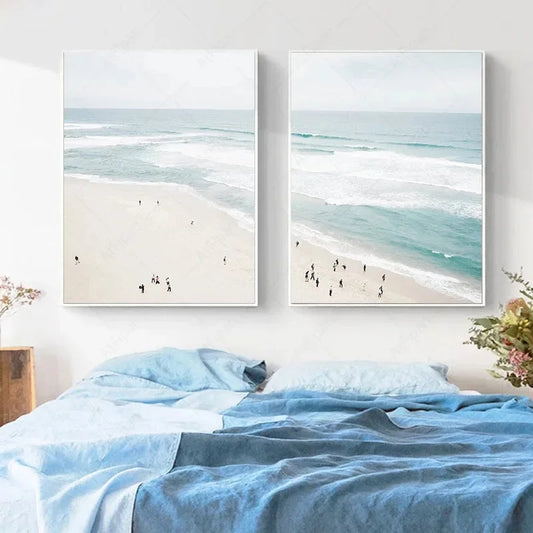 Moden Scandinavia Beach Ocean Poster Seascape Coastal Canvas Painting and Print Wall Art HD Pictures For Living Room Home Decor