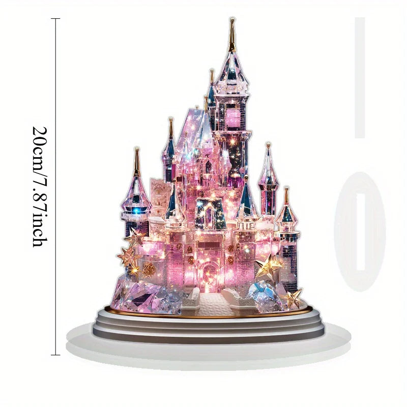 1PC Dreamy 2D Castle Desktop Decoration, Fairy Tale Style Castle Shape Home Decoration, Study, Living Room, Bedroom Decoration