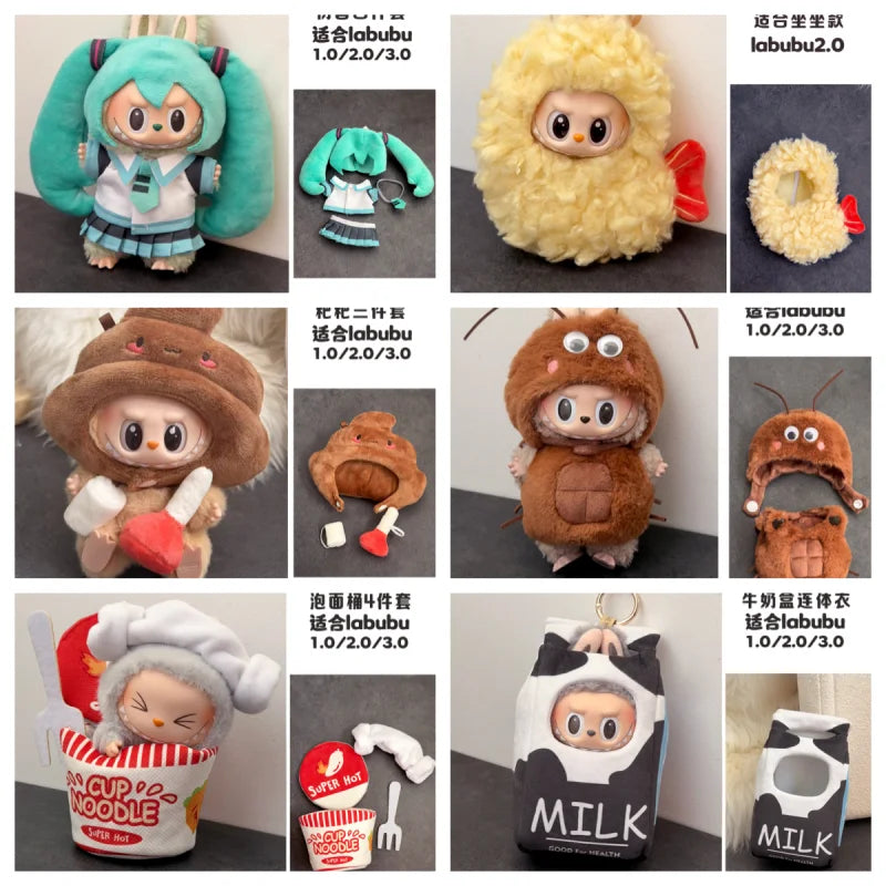 In Stock For 17 Cm V1/V2/V3 Ropa Lafufu Clothes Fried Shrimp Onesie Explosion Cute Animal Clothes Outfit Display Kawaii Gift