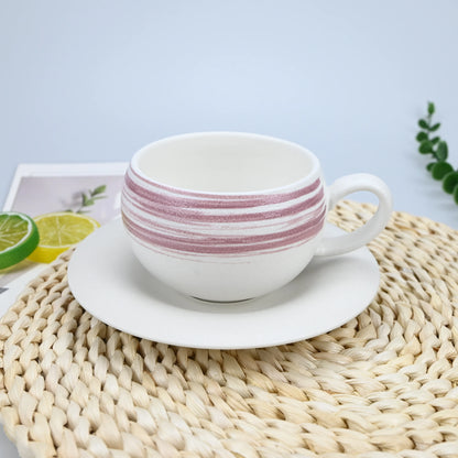 2PCS/Set High-end Coffee Cups And Saucers, High-value Ceramic Mugs, Business-style Latte Art Coffee Cups, Hand-pinched Cups