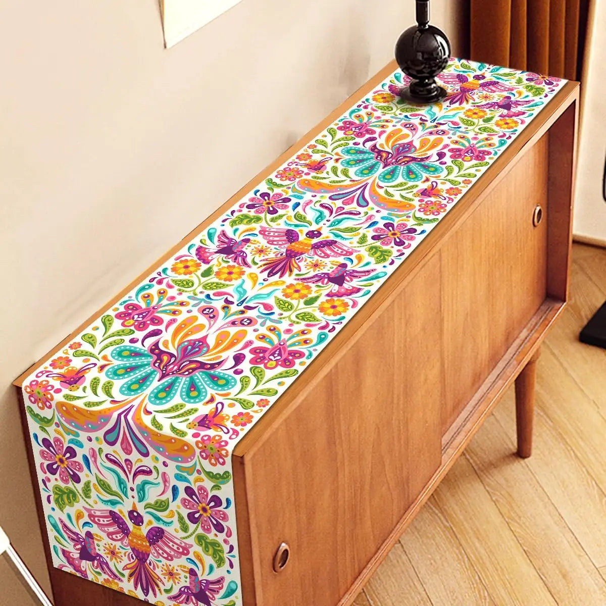 Mexican Day of The Dead  Linen Table Runners Dresser Scarf Mexico Dia De Los Muertos Table Runner for Kitchen Dining Table Decor