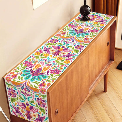 Mexican Day of The Dead  Linen Table Runners Dresser Scarf Mexico Dia De Los Muertos Table Runner for Kitchen Dining Table Decor