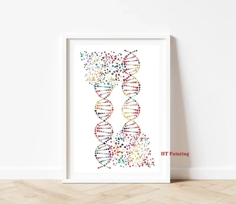 DNA Genetic Code Poster, Single Helix Tree Design Canvas Painting Post – MY