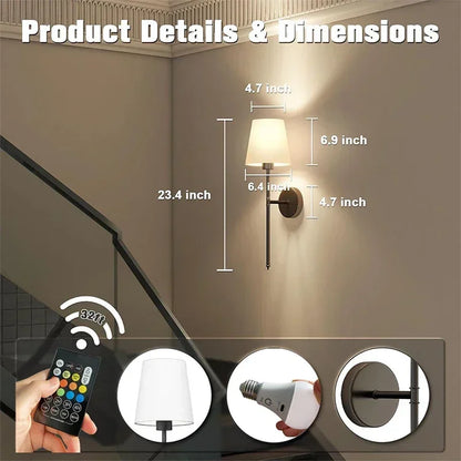 Rechargeable LED Wall Lamp Nordic RGB bulb Removable Wireless Wall Lamp For Bedroom Bedside Hallway Indoor Decorative Fixtures