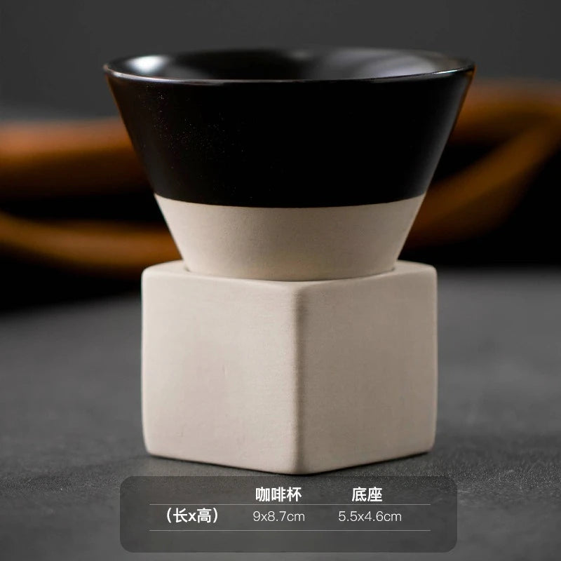 1pc Retro Japanese Triangular Cone Shape Pottery Tea Coffee Cup Pull Ceramic Mug Rough Latte Porcelain Cup For Home Office