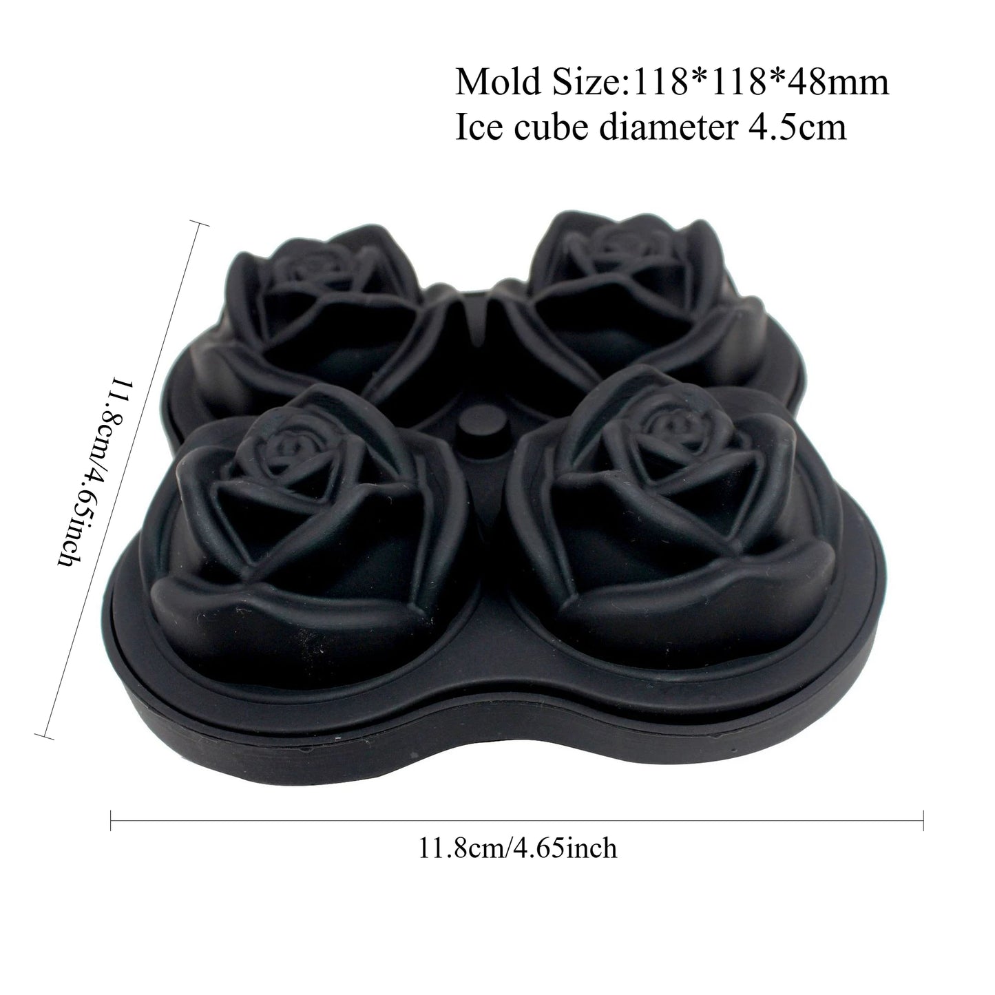 3D Rose Ice Cube Tray Silicone Mold - 4 Giant Flower & Ball Ice Maker for Cocktails, Reusable, Easy Release, Party & Home Bar