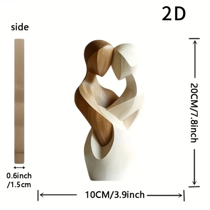 2d Flat Elegant Wooden Couple Statue-modern Home Decor, Artificial Wood,ideal For Living Room,bedroom,or Office