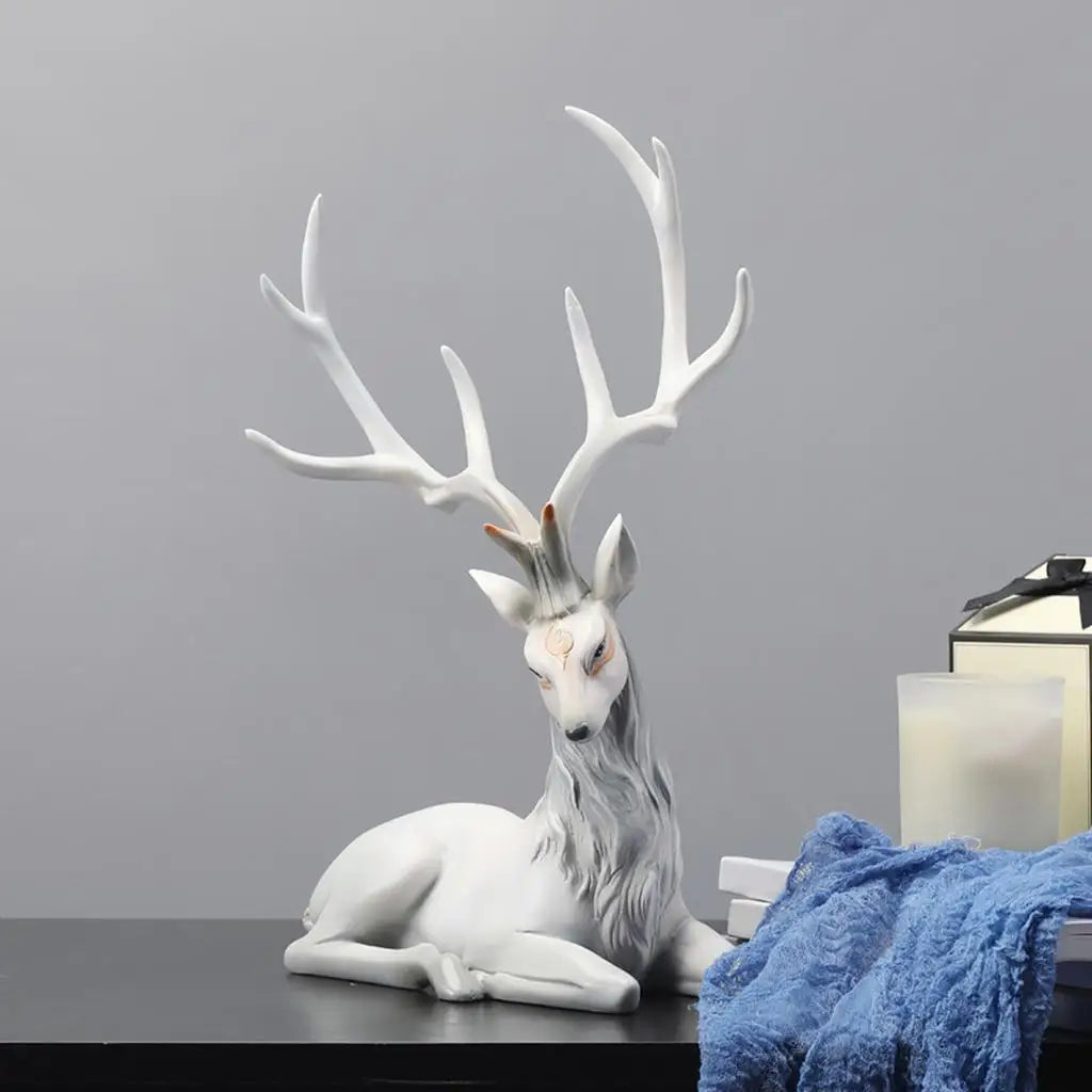 Deer Decoration Reindeer Ornaments Resin ELK Sculpture For Living Room Luxury Nordic Home Decor Sculptures Deer Figurines