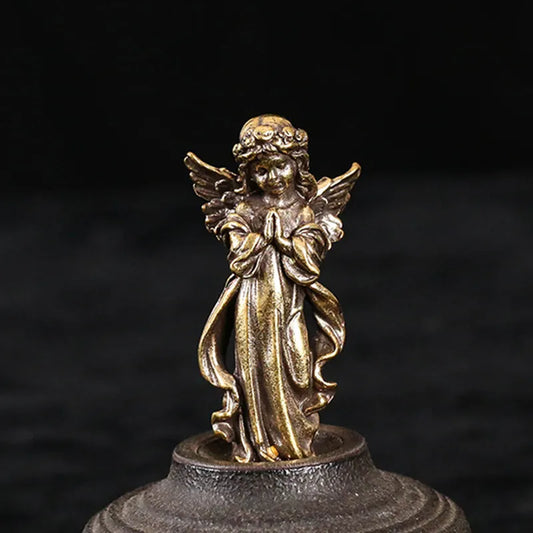 1pcs Retro Copper Ornaments Brass Angel Figurines Desktop Decorations Home Decor