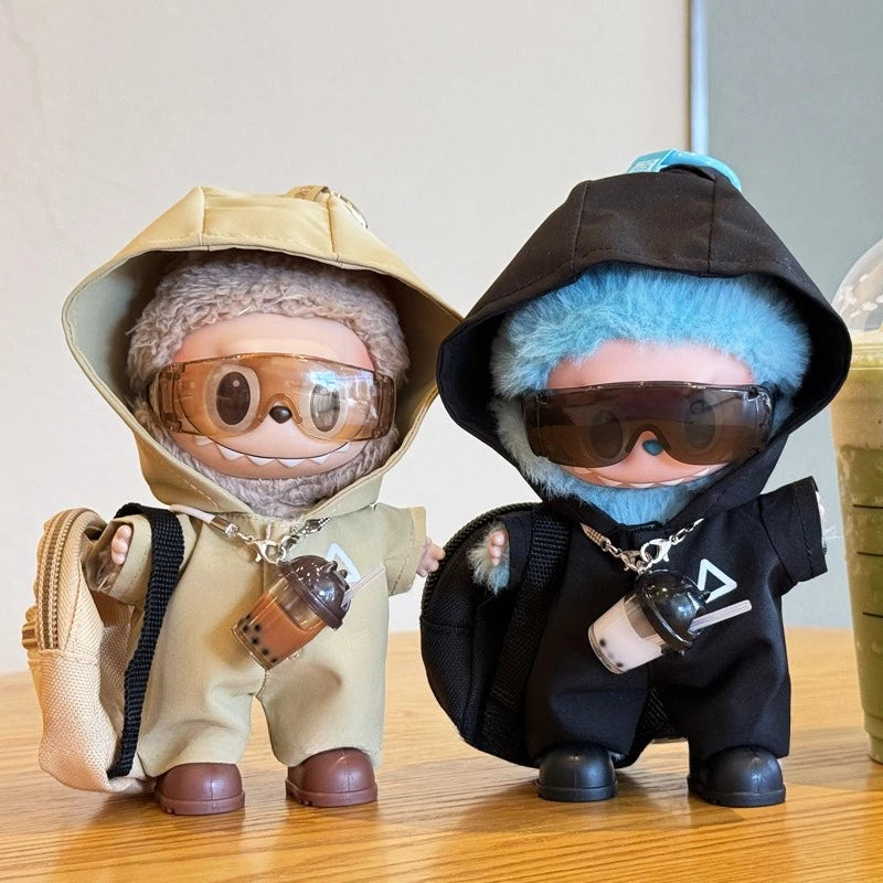 Clothes for Labubu Jackets 17cm Outfit Accessories for The Monster Korea Kpop Idol V1/V3 Commando Jacket Clothing Pendant Mp5