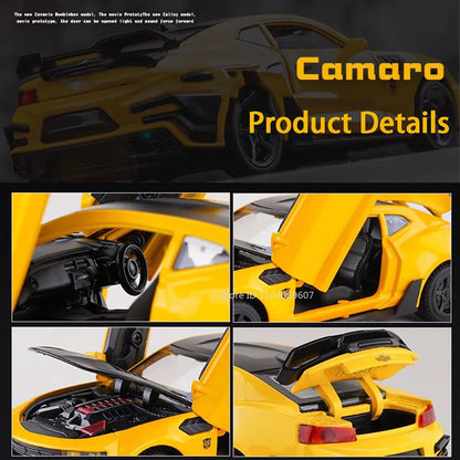 1:32 Camaro Cars Alloy Toys Diecasting Models with Sound Light Vehicles Rubber Tires Police Car for Boys Adult Festival Gifts