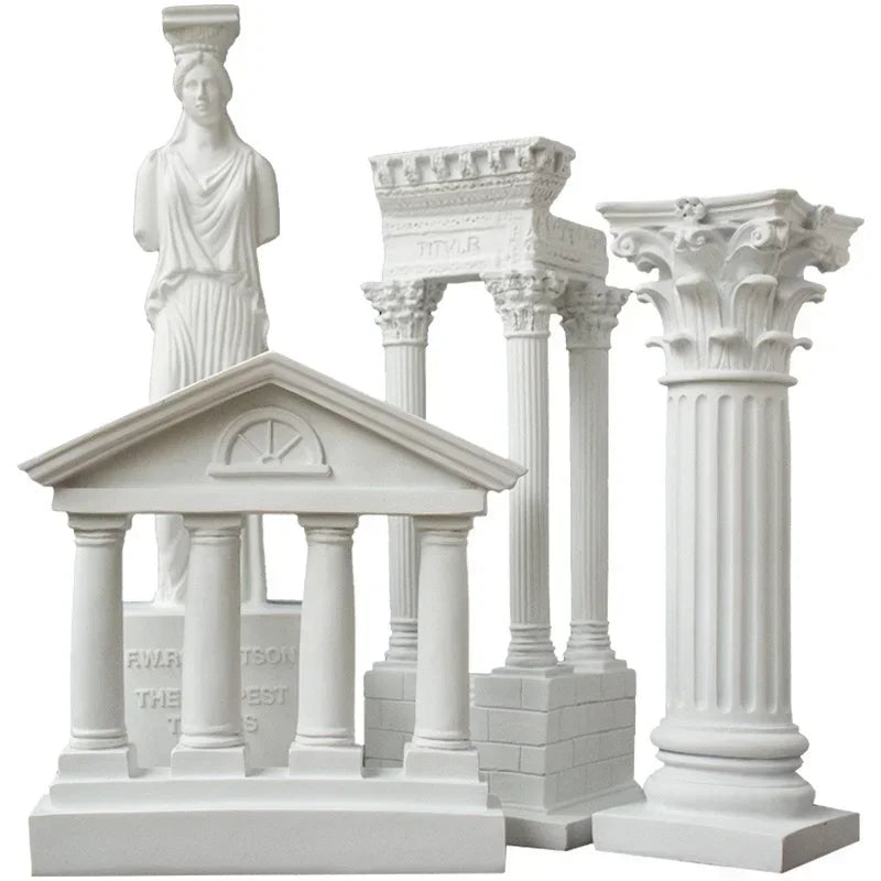 1Pc Architecture Model Roman Column Greek Temple Building Home Decoration European Decorative Plaster Pillar Resin Sculpture