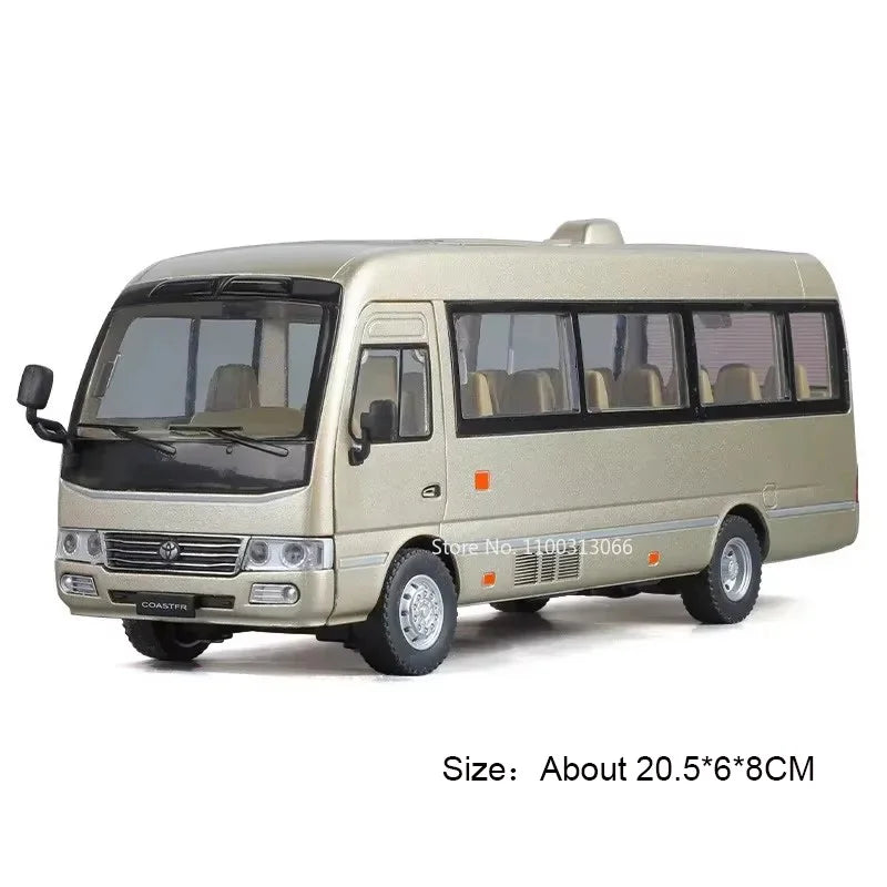 1:24 Alphard Coaster Model Cars Alloy Toy Doors Opened MPV Models with Light Music Vehicle for Kids Birthday Gift Decoration Toy