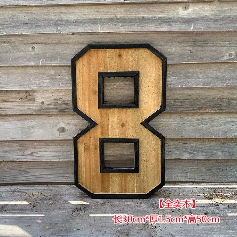 Uppercase English Letter Combination Distressed Solid Wood Bar Ornaments Cafe Shop Logo Decor Desktop Crafts Art Decoration